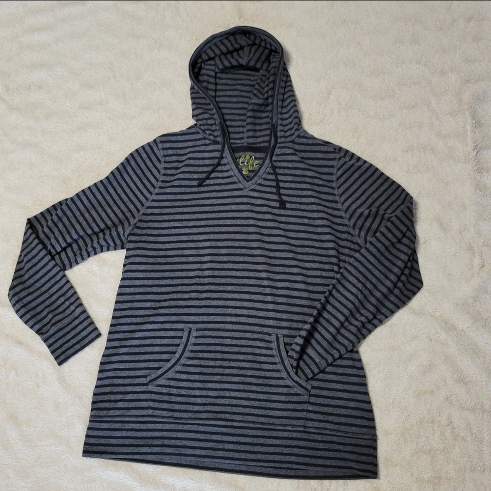 Made For Life Hoodie black gray striped Size Large
